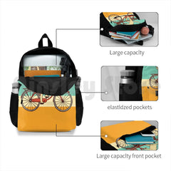 Dog & Squirrel Whimsical Art Dog Bike Backpack Waterproof Camping