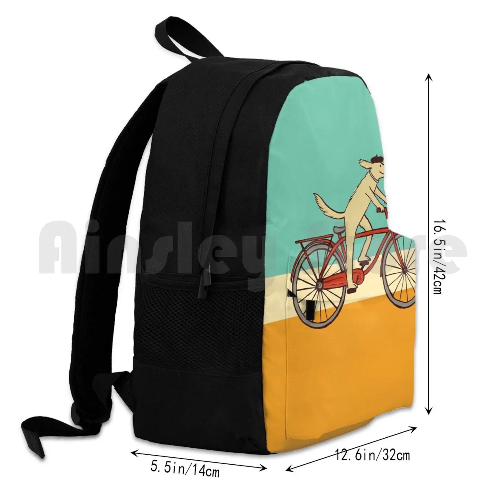 Dog & Squirrel Whimsical Art Dog Bike Backpack Waterproof Camping