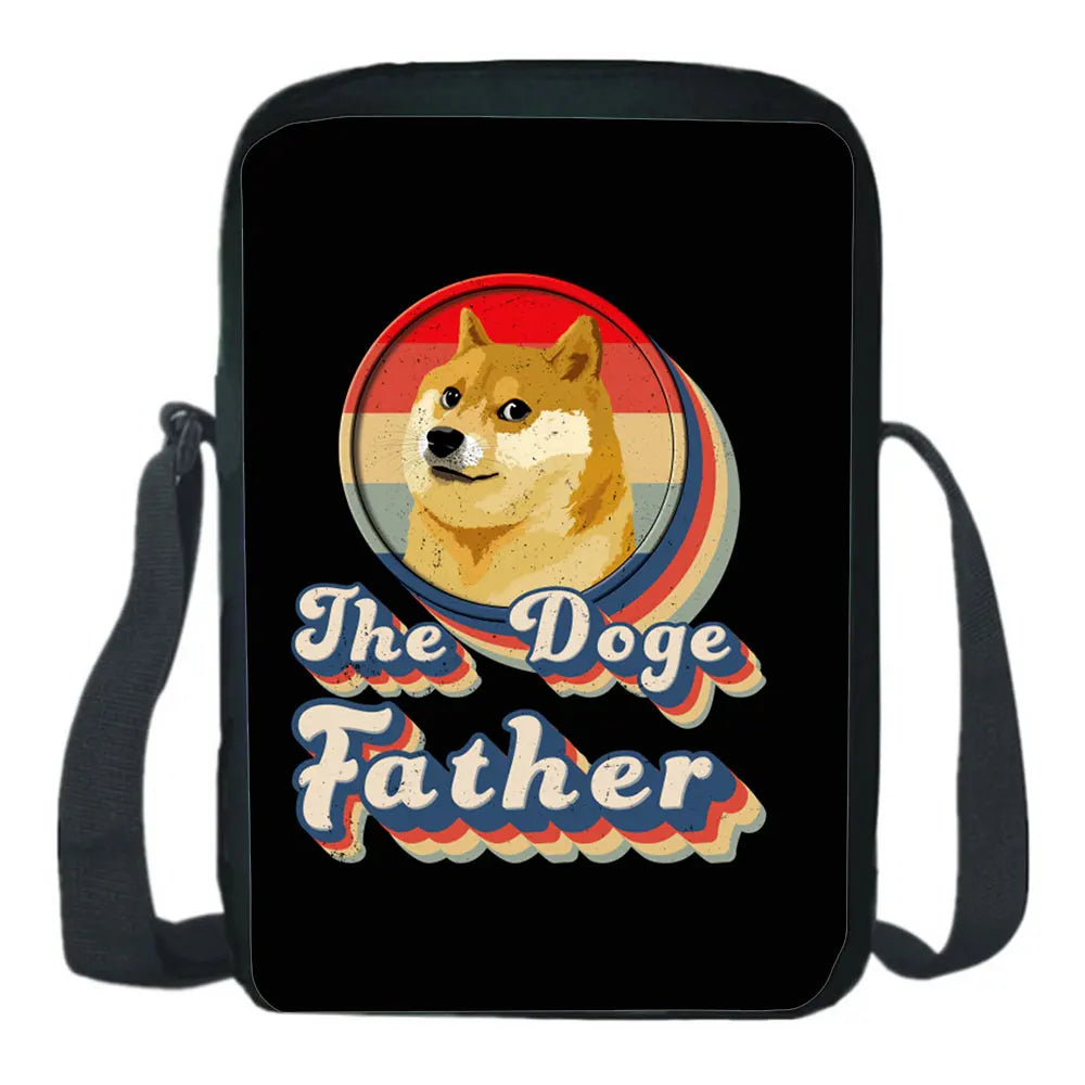 Dogecoin Shoulder Bag Printing Mochila Casual Tote Outdoor Bag Canvas Zipper