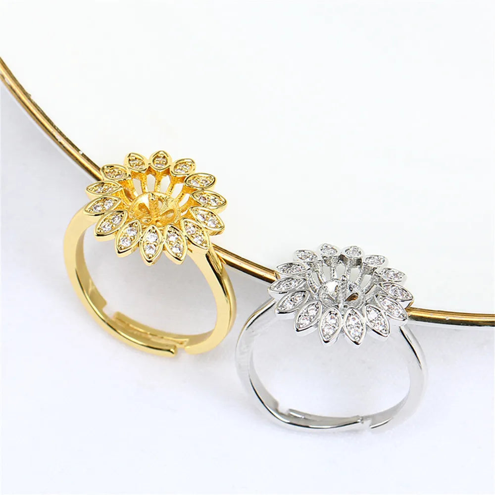 14k Court Style Sunflower Pearl Empty Tray DIY Accessories