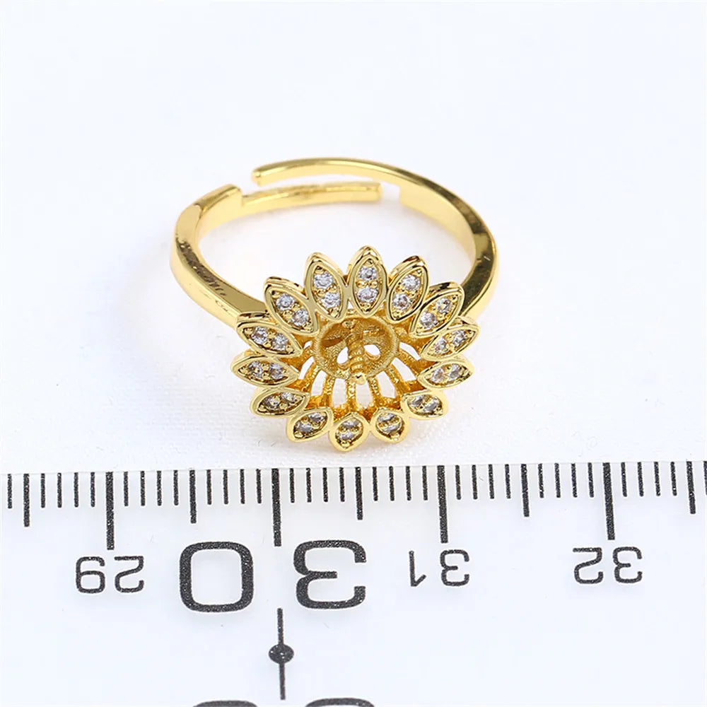 14k Court Style Sunflower Pearl Empty Tray DIY Accessories