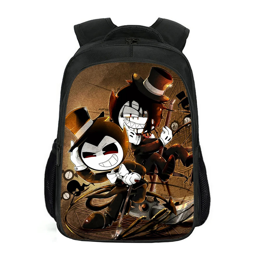 Double Layer Backpack Bendy Pattern Kids Backpack Cartoon School Bag
