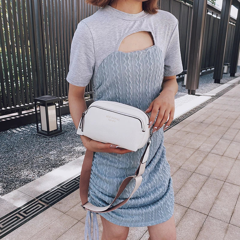 Double Layer PU Leather Crossbody Bags for Women Small Shoulder Purses