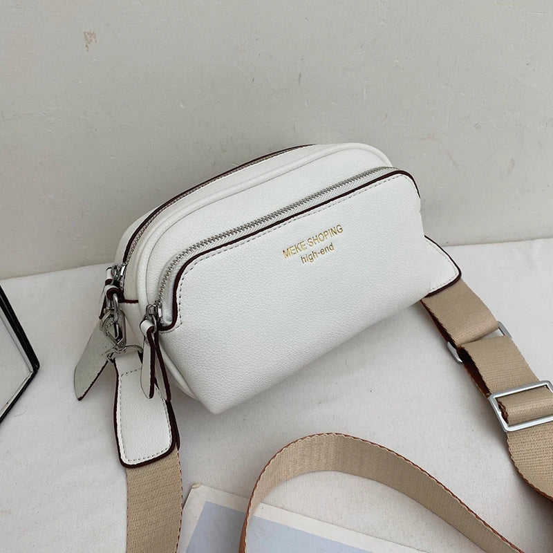 Double Layer PU Leather Crossbody Bags for Women Small Shoulder Purses