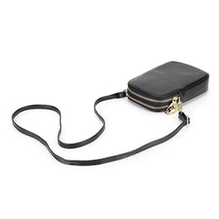 Leather Crossbody Bag Double Zipper Soft Shoulder Purse for Women