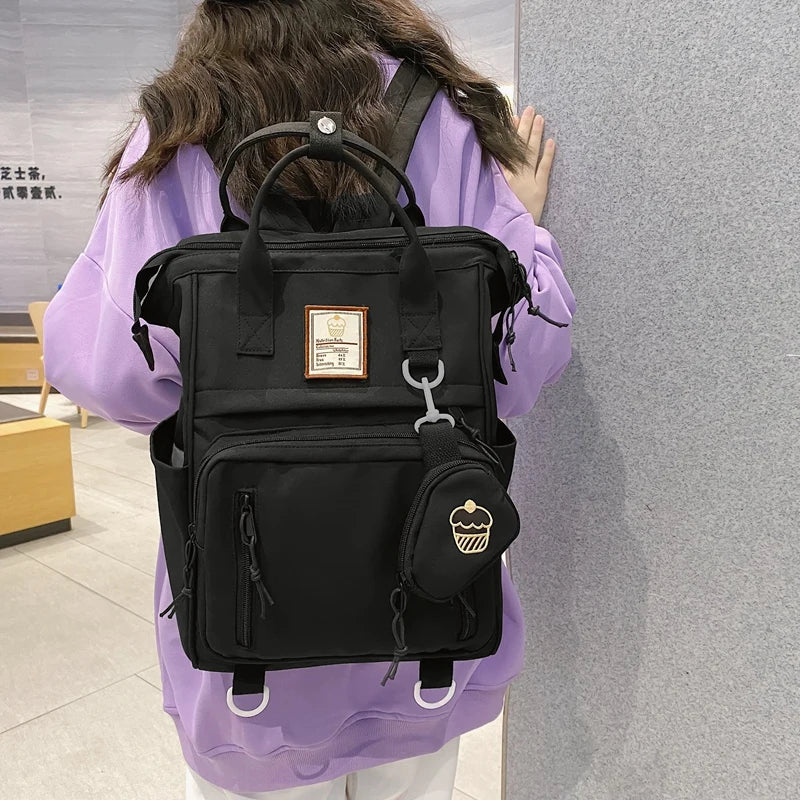 Double Zipper Women Backpack School Bags Student Shoulder Bag Laptop Mochila