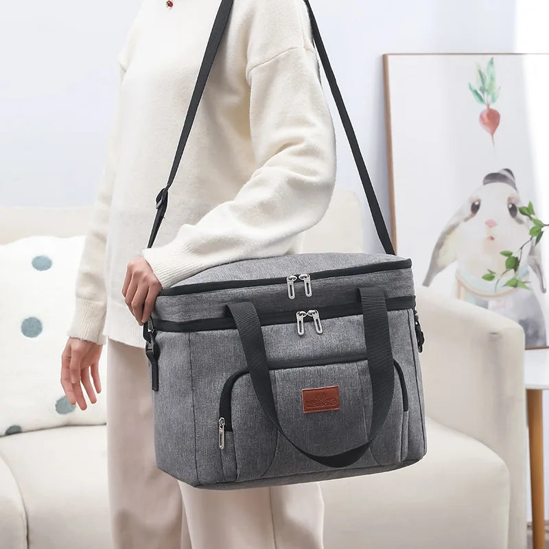 Double Deck Portable Leakproof Insulated Lunch Cooler Bag Picnic Food Storage