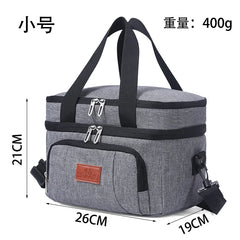 Double Deck Portable Leakproof Insulated Lunch Cooler Bag Picnic Food Storage