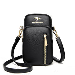 Double-layer Vertical Cell Phone Bags Solid Retro Ladies Shoulder Bag