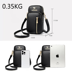 Double-layer Vertical Cell Phone Bags Solid Retro Ladies Shoulder Bag