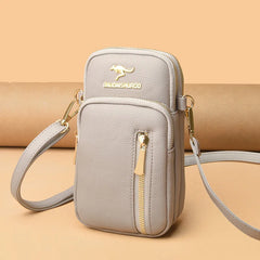 Double-layer Vertical Cell Phone Bags Solid Retro Ladies Shoulder Bag