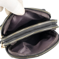 Double-layer Vertical Cell Phone Bags Solid Retro Ladies Shoulder Bag