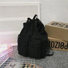 Canvas Drawstring Backpack Large Capacity Vintage Rucksack