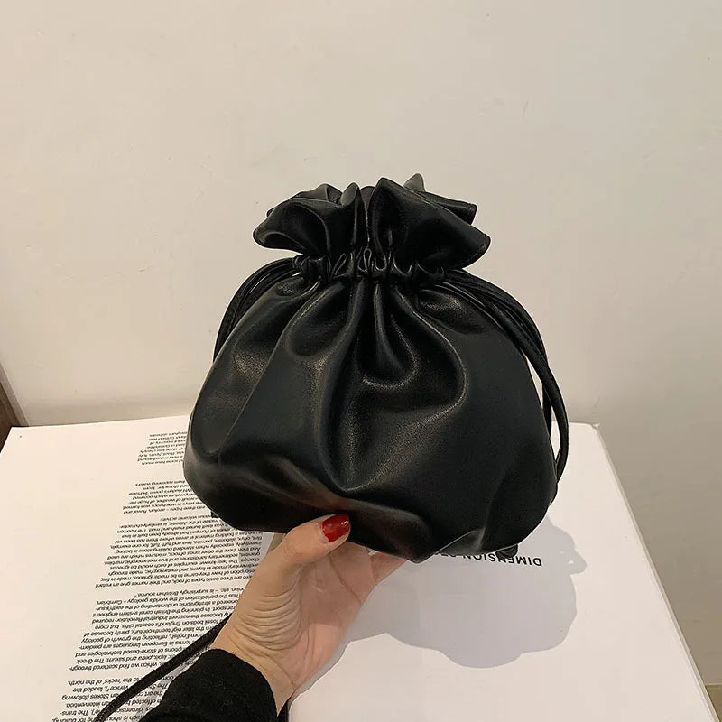 Drawstring Bucket Shoulder Bag Crossbody Handbag Spring Tote