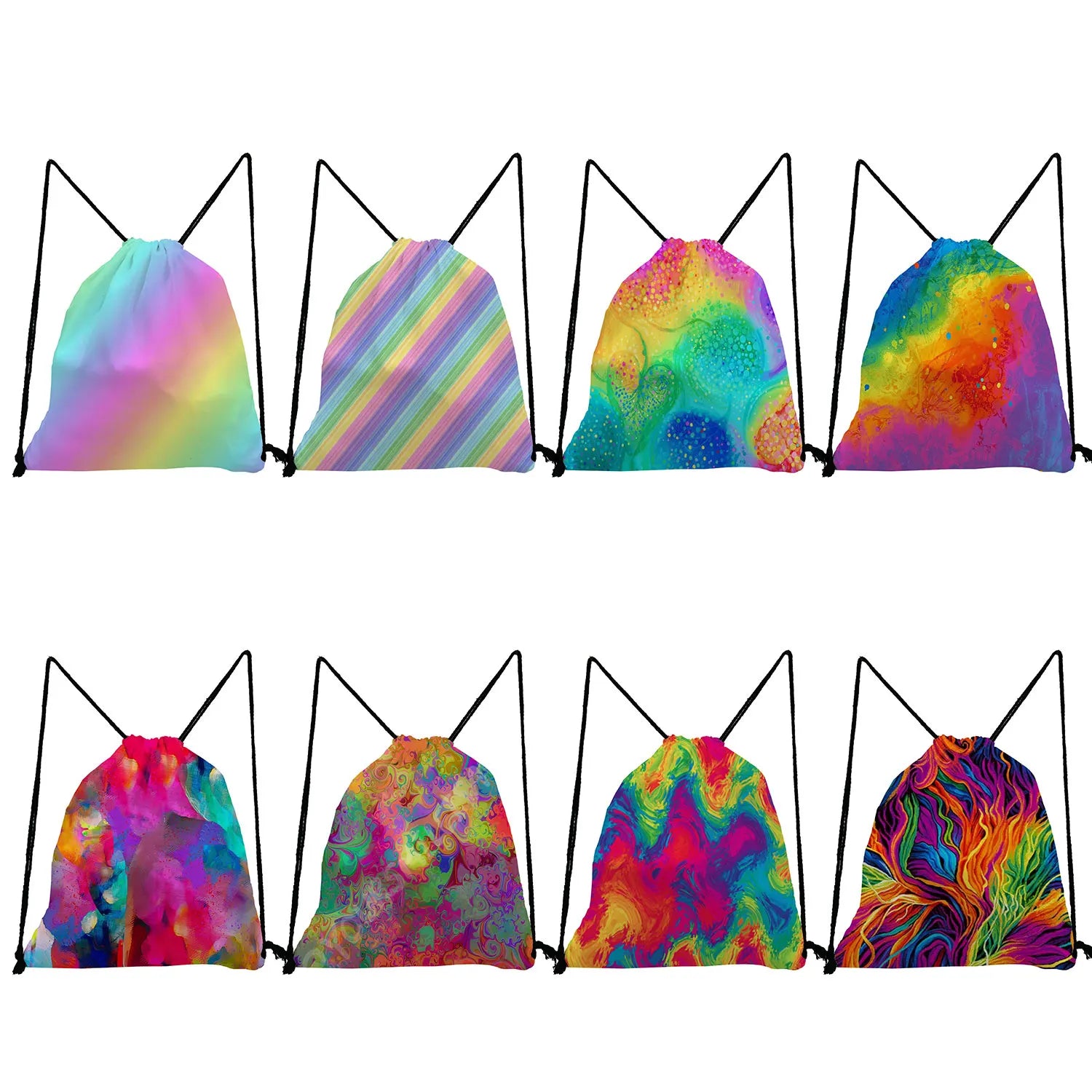 Colorful Print Drawstring Backpack for Students