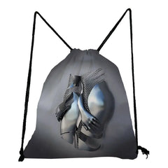 Casual Drawstring Student Backpack with Metal Figure Statue Painting