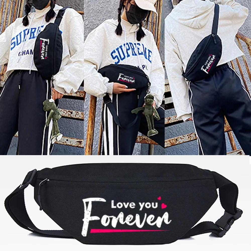 Letter Print Waist Bag Chest Pack Bum Pocket Men Women Travel Belt Bag