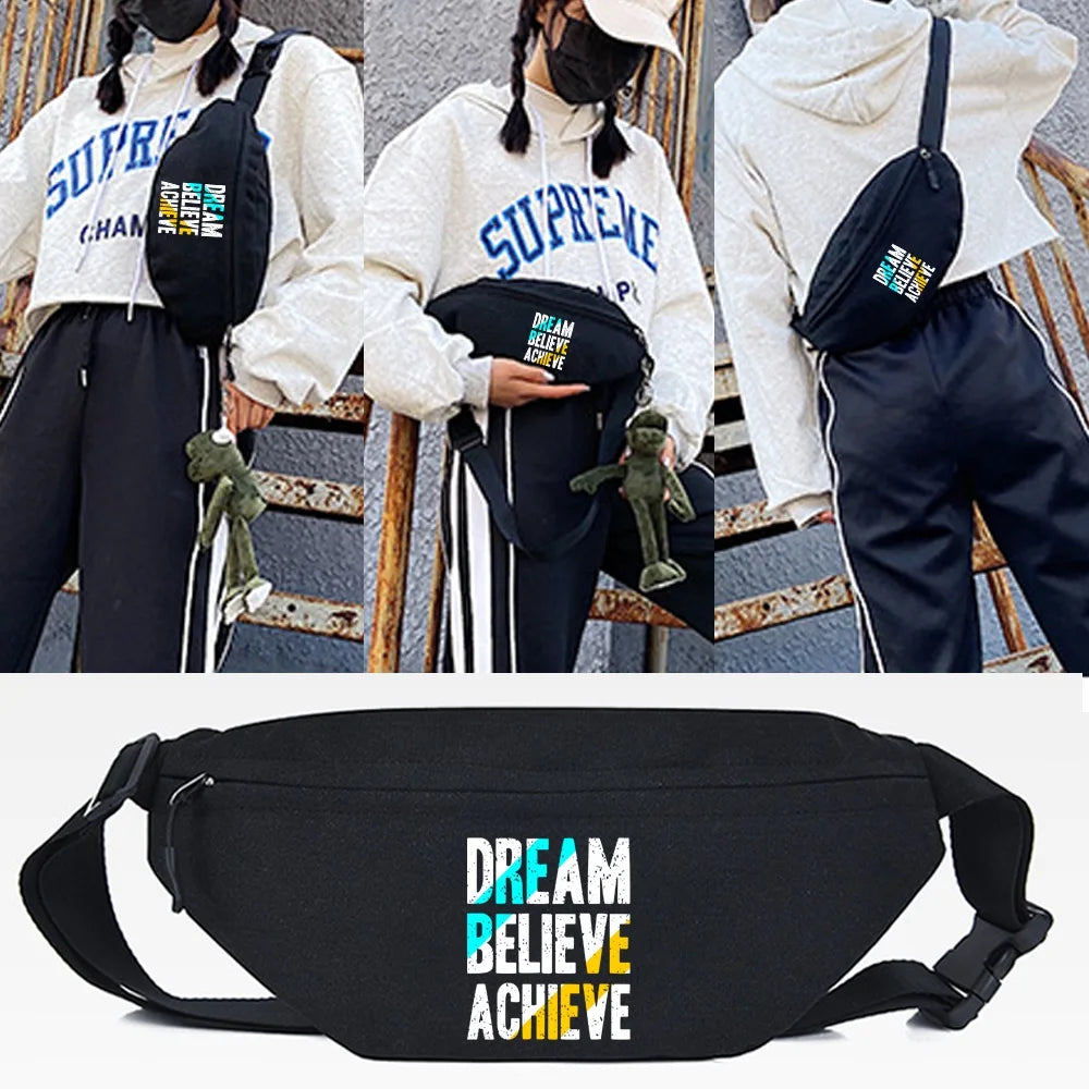 Letter Print Waist Bag Chest Pack Bum Pocket Men Women Travel Belt Bag