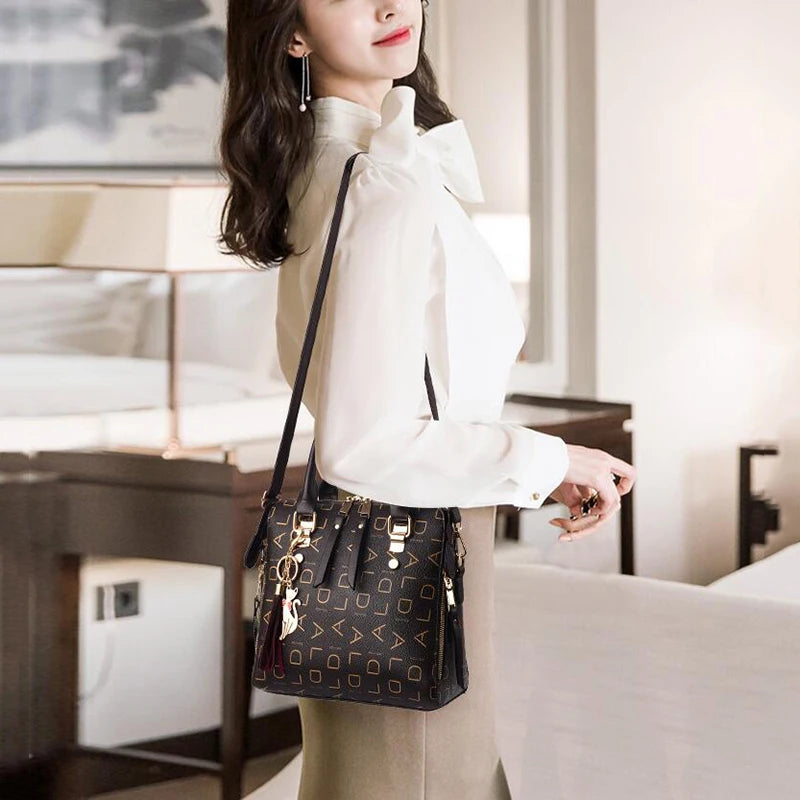 Tassel Designers Women PU Leather Bag Large Capacity Shoulder Bags Casual Tote