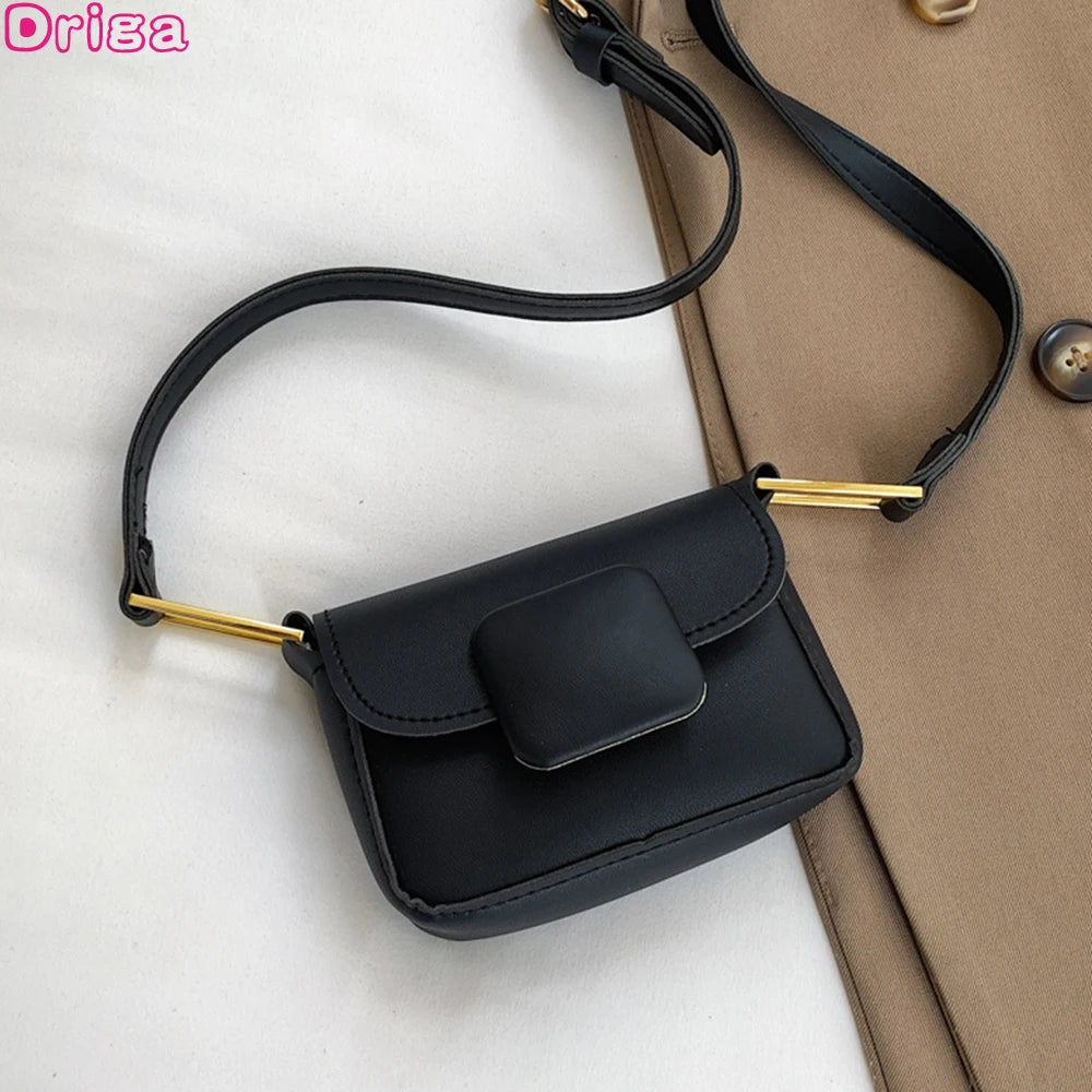 Mini Square Crossbody Bag Solid PU Leather Shoulder Bag
