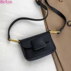 Mini Square Crossbody Bag Solid PU Leather Shoulder Bag