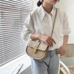 Solid Crossbody Bags Stone Pattern Handbags PU Leather Saddle Bags