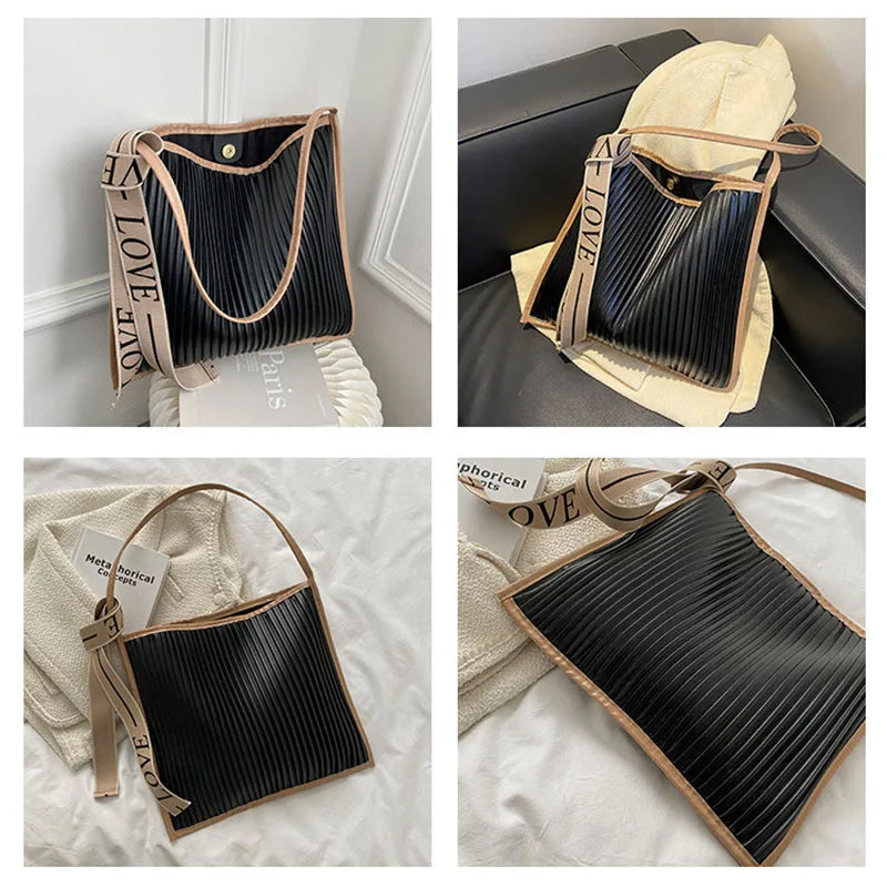 Striped Women Shoulder Bags Contrast Travel Bags