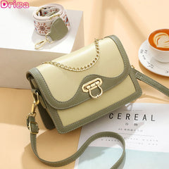 Square Shoulder Bag Chain Crossbody Contrast Horizontal