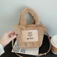 Plush Bucket Shoulder Bags Autumn/Winter Women's Handbags Mini Letter Bags