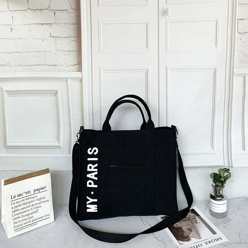 Canvas Shoulder Bags Women's Diagonal Handbags Large Capacity Tote