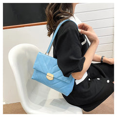 Chain Texture Embroidery Thread Women Handbags Soft Pu Shoulder Bags