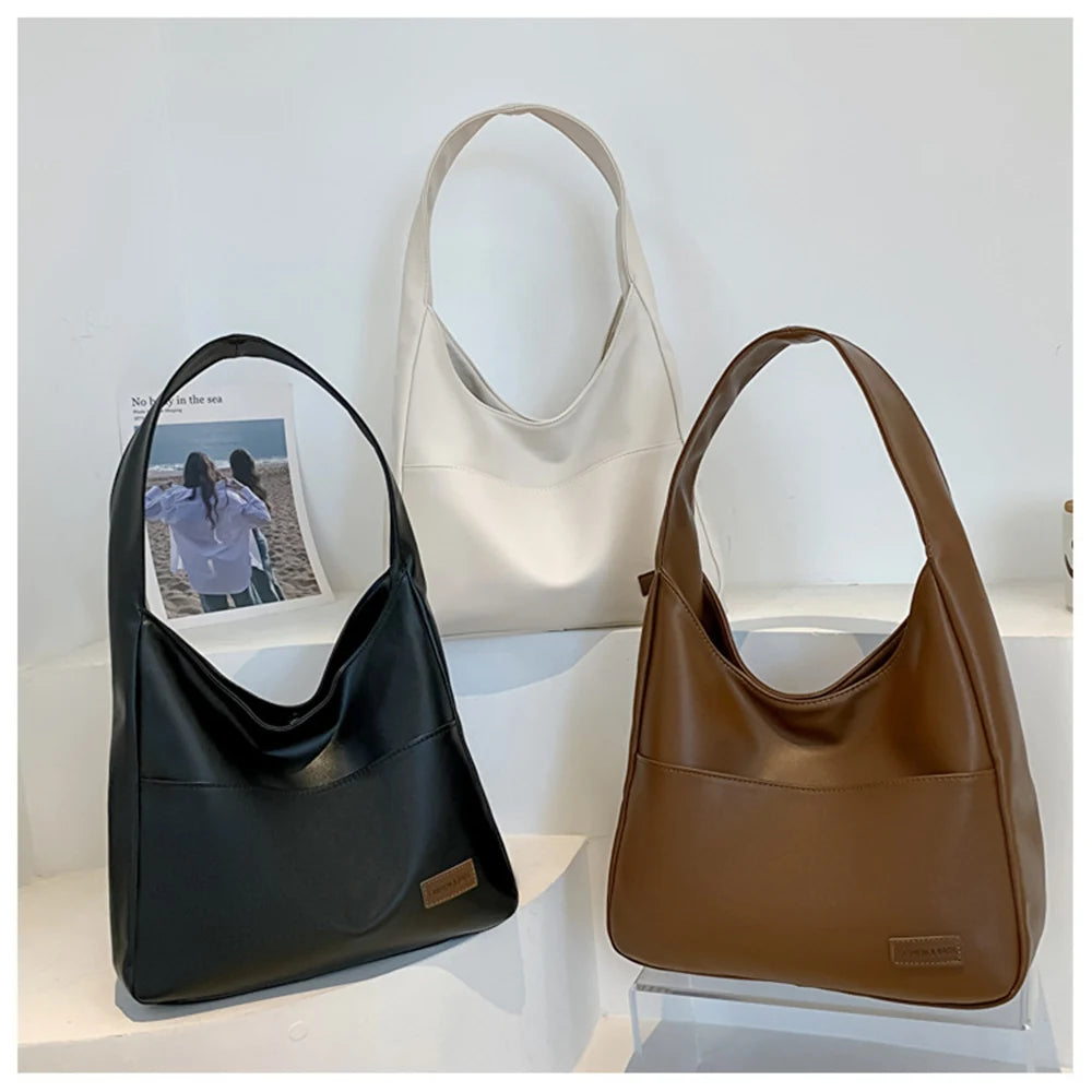 Soft Surface Underarm Shoulder Bag Large Capacity for Shopping and Travel