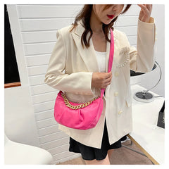 Pleated Chain Messenger Underarm Bag for Women