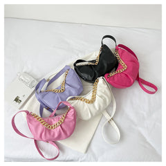 Pleated Chain Messenger Underarm Bag for Women