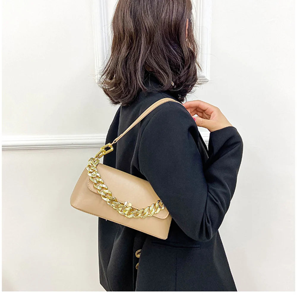 Solid Shoulder Bags Horizontal Square High Bags