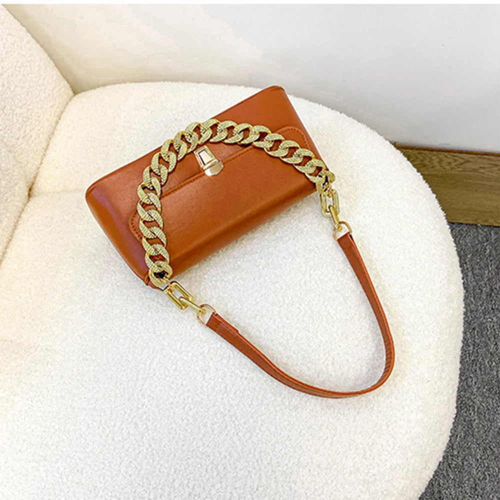 Solid Shoulder Bags Horizontal Square High Bags