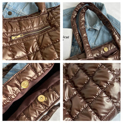 Winter Texture Handbags For Women Cotton Garment Tote Shoulder Bags
