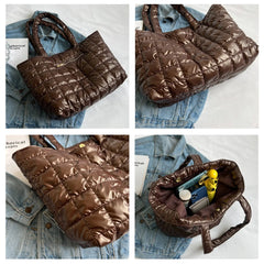 Winter Texture Handbags For Women Cotton Garment Tote Shoulder Bags
