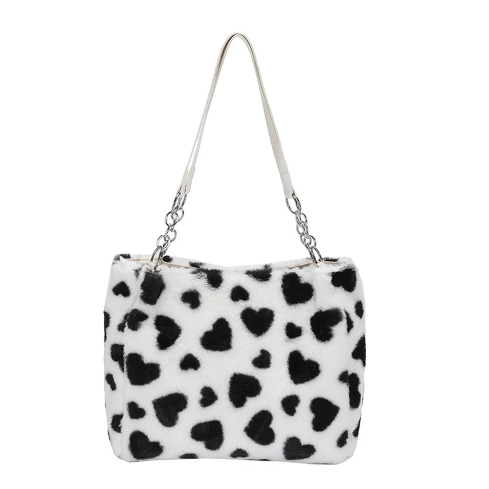 Winter Women Shoulder Bags Large Capacity Tote Handbags Plush Warm Bags