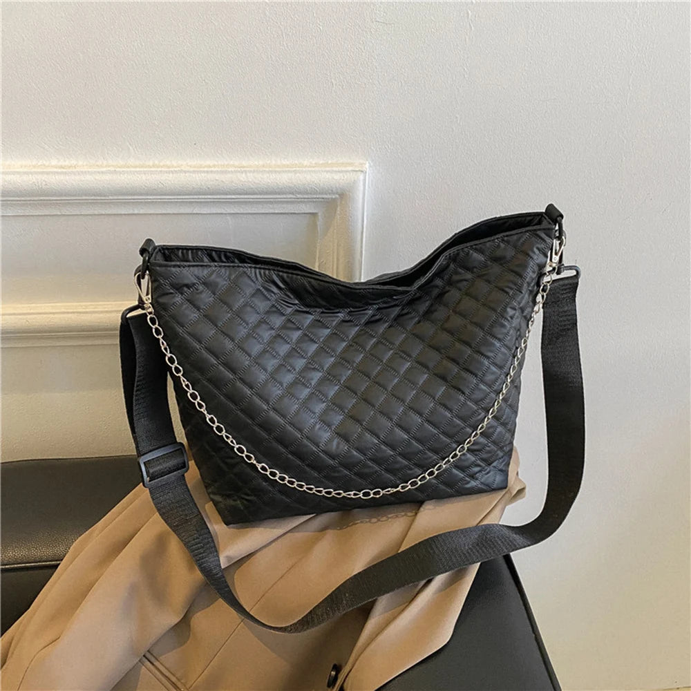 Women Large Capacity Diamond Lattice Tote Shoulder Bag
