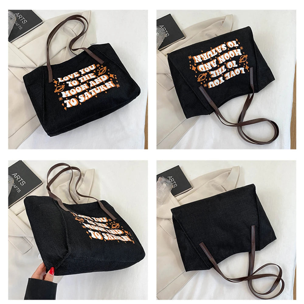 Canvas Letter Handbags Womens Shoulder Bags