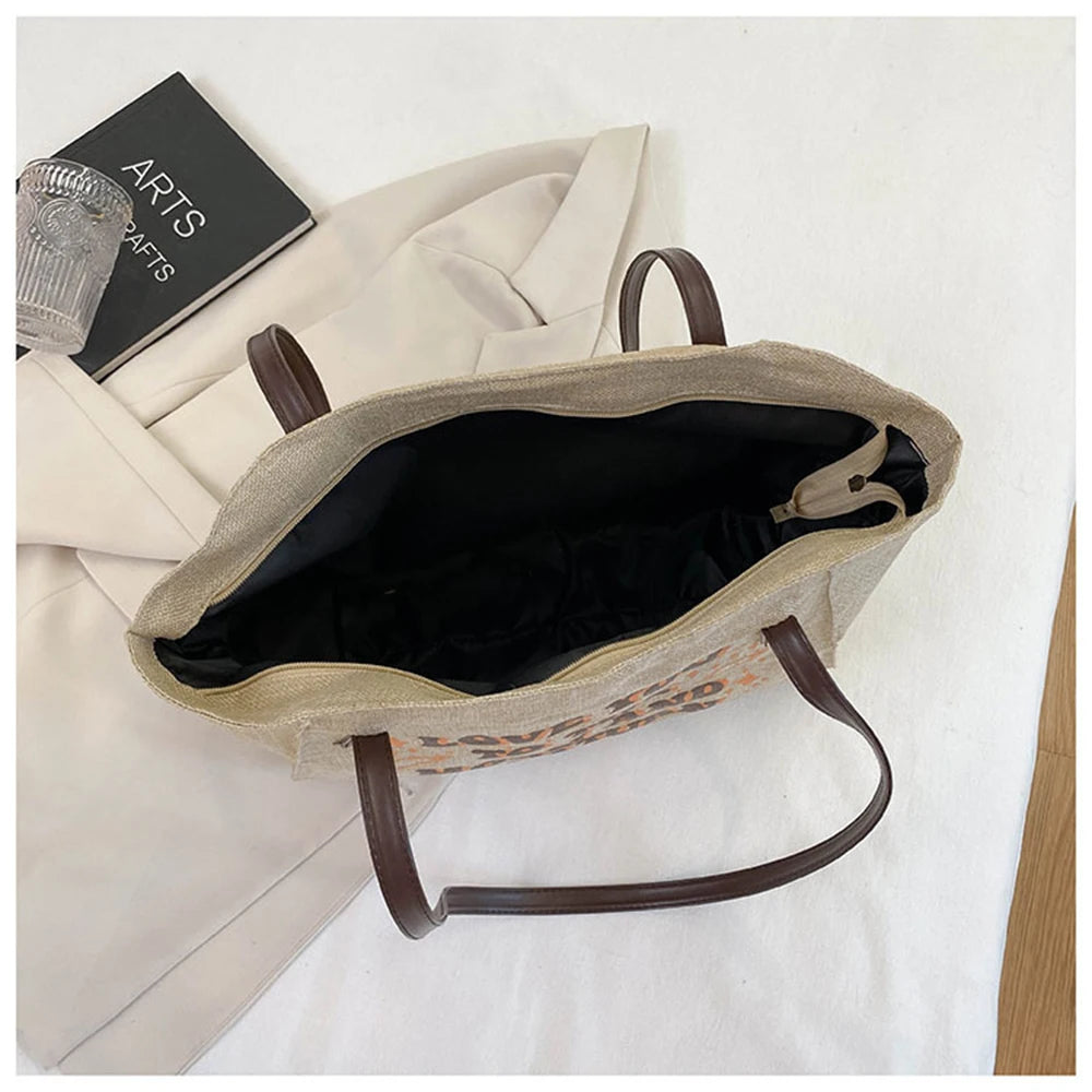Canvas Letter Handbags Womens Shoulder Bags
