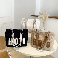Women Plush Tote Shoulder Bags High Warm Bags