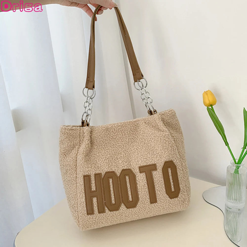 Women Plush Tote Shoulder Bags High Warm Bags
