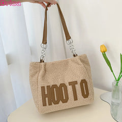 Women Plush Tote Shoulder Bags High Warm Bags