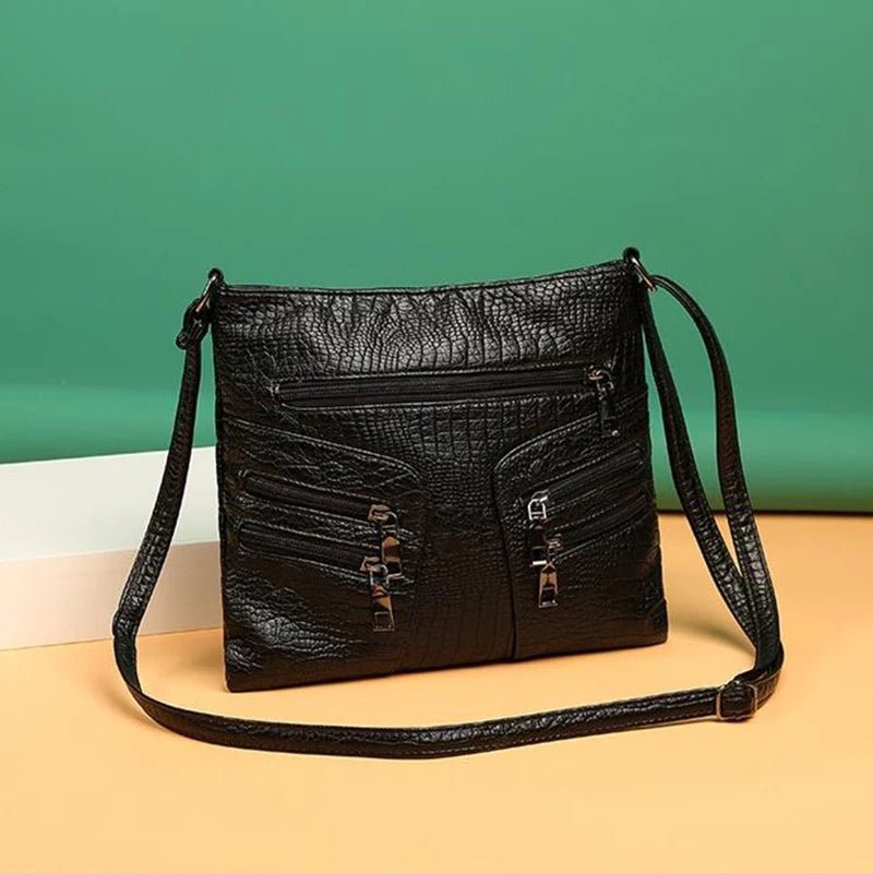 Women's Large Capacity Shoulder Bag Pu Leather Handbag Vintage Crossbody
