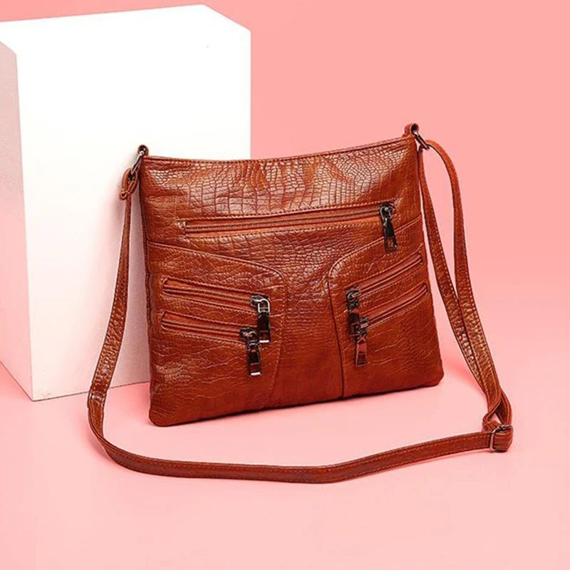 Women's Large Capacity Shoulder Bag Pu Leather Handbag Vintage Crossbody