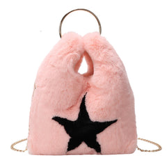 Women Winter Cross Body Bag Faux Fur Shoulder Handbag