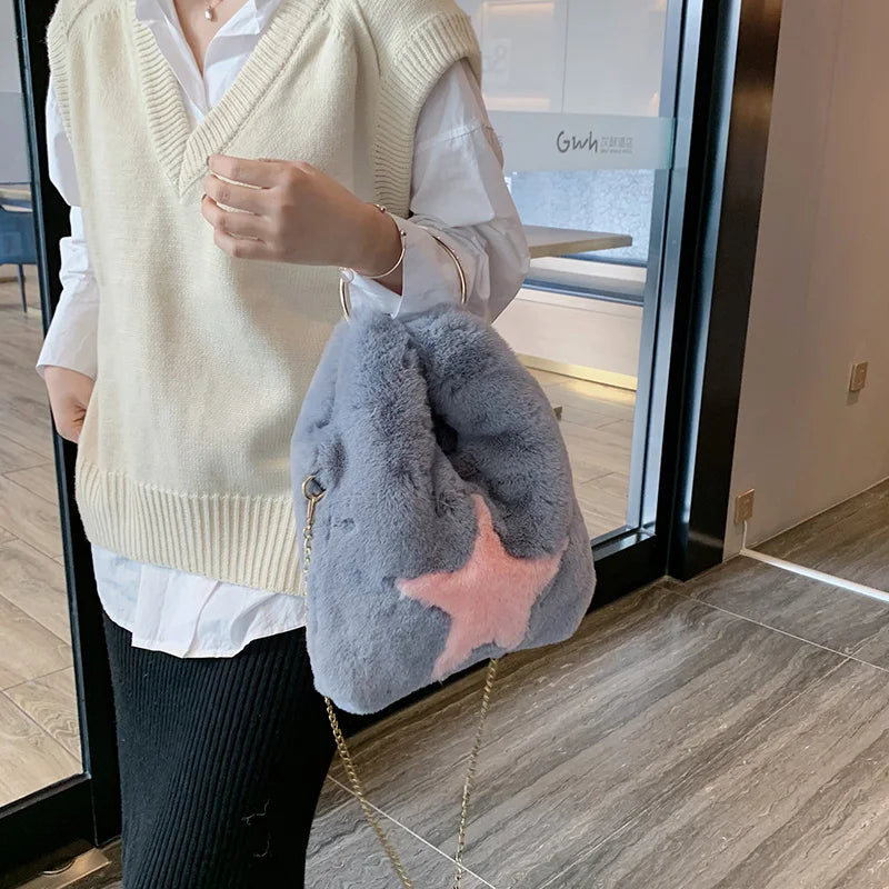 Winter Cross Body Bag for Women Faux Fur