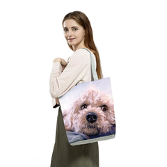 Schnauzer Dog Painting Handbag Women Shoulder Bag Casual Tote